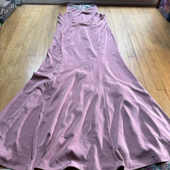 Ieena For Mac Duggal Embellished Neck Trumpet Rose Pink  Dress Gown Sz 12 - Picture 10 of 16